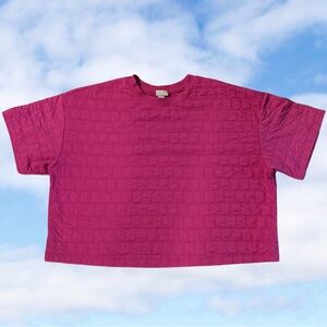 A New Day Pink Quilted Textured Boxy Top Size L